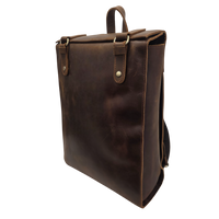 Genuine Leather Cowhide Backpack - Durable 14-inch Travel & Hiking Bag with Zipper, Stylish Stitching, Deep Brown, Perfect for Outdoor and Daily Use | Classic Look