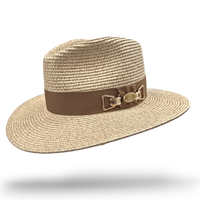 Summer Fedora Designed Wide Brim & Low Crown - Stone