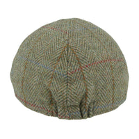 Duckbill Six Panel Wool Herringbone Check Tweed Flat Cap