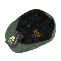 Duckbill Six Panel Wool Tweed Flat Cap - Green