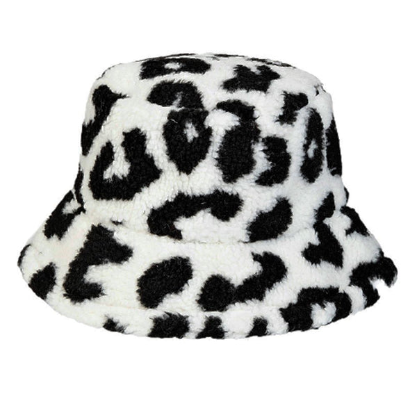 Maz Cheetah Print Fuzzy Fluffy Fur Bucket Hat
