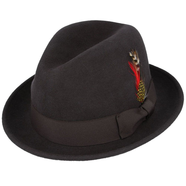 Crushable C-Crown Trilby Hat, Brown