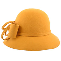 Wool Felt Cloche Hat With Flower At The Side