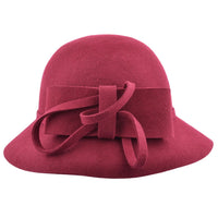 Wool Felt Cloche Hat With Flower At The Side