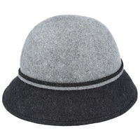 Maz Ladies Chic Vintage Two Tone Wool Cloche Hat With Flower