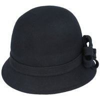 Maz Chic Vintage Wool Cloche Hat With Flower & Belt Around