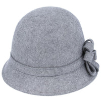 Maz Chic Vintage Wool Cloche Hat With Flower & Belt Around