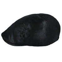 Cracked Leather Look Distressed Vintage Duckbill Flat Cap