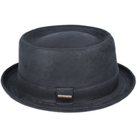 Bullantic - Gladwin Bond Leather Look Pork Pie Hat, Black
