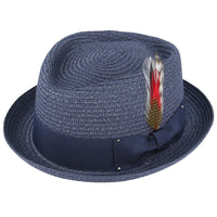 Diamond Crown paper straw Pork Pie Hat - Navy