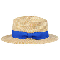 Maz Natural Straw Fedora Hat With a Band