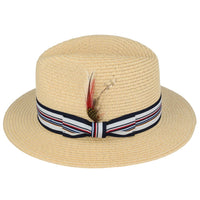 Summer Paper Straw Fedora Hat With Strip Band
