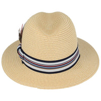Summer Paper Straw Fedora Hat With Strip Band