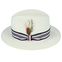 Summer Paper Straw Fedora Hat With Strip Band