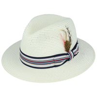 Summer Paper Straw Fedora Hat With Strip Band