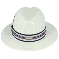 Summer Paper Straw Fedora Hat With Strip Band