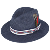 Summer Paper Straw Fedora Hat With Strip Band