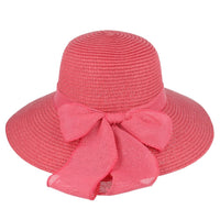 Maz Women's Vintage 1950s Paper Straw Wide Brim Floppy Hat With Matching Band