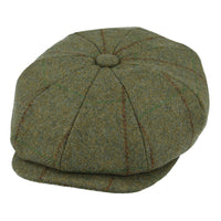 Maz Genuine Tweed Newsboy Cap With Durable Green & Red Stripes
